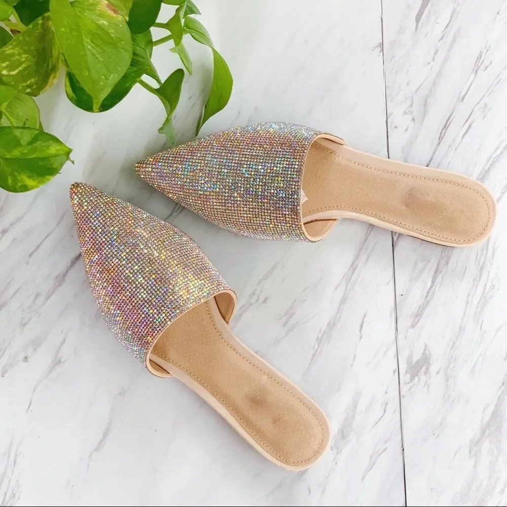 Multi Bling Rhinestones Pointy Flats - Picture 5 of 6